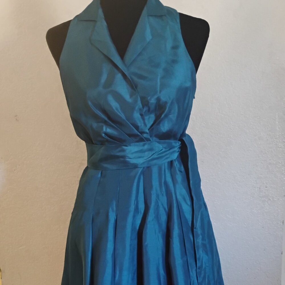 Evan-Picone Fit & Flare Teal cocktail dress with tie belt. 4. Vintage